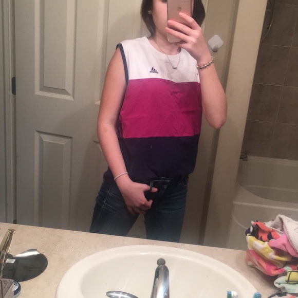 💜•ADIDAS TANK TOP PINK WHITE AND PURPLE•💜 - Picture 4 of 4